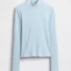 Jersey de cuello alto corto de punto acanalado con punto calado