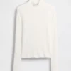 Jersey de cuello alto corto de punto acanalado con punto calado