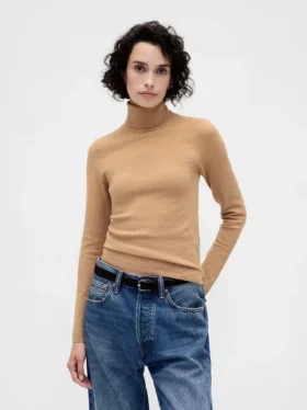 Jersey de cuello alto elástico CashSoft