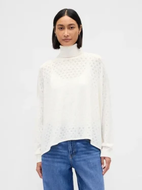 Jersey de cuello alto oversize con punto calado