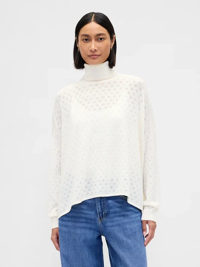 Jersey de cuello alto oversize con punto calado
