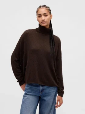 Jersey de cuello alto oversize con punto calado