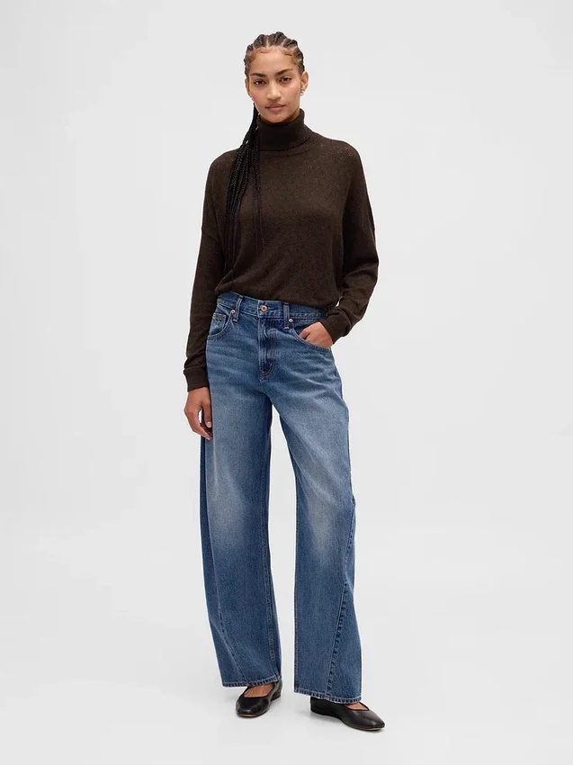 Jersey de cuello alto oversize con punto calado