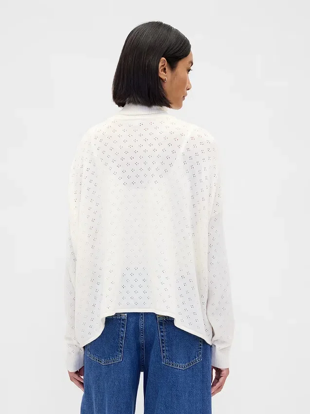 Jersey de cuello alto oversize con punto calado