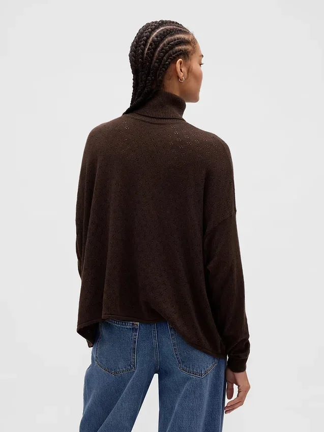 Jersey de cuello alto oversize con punto calado