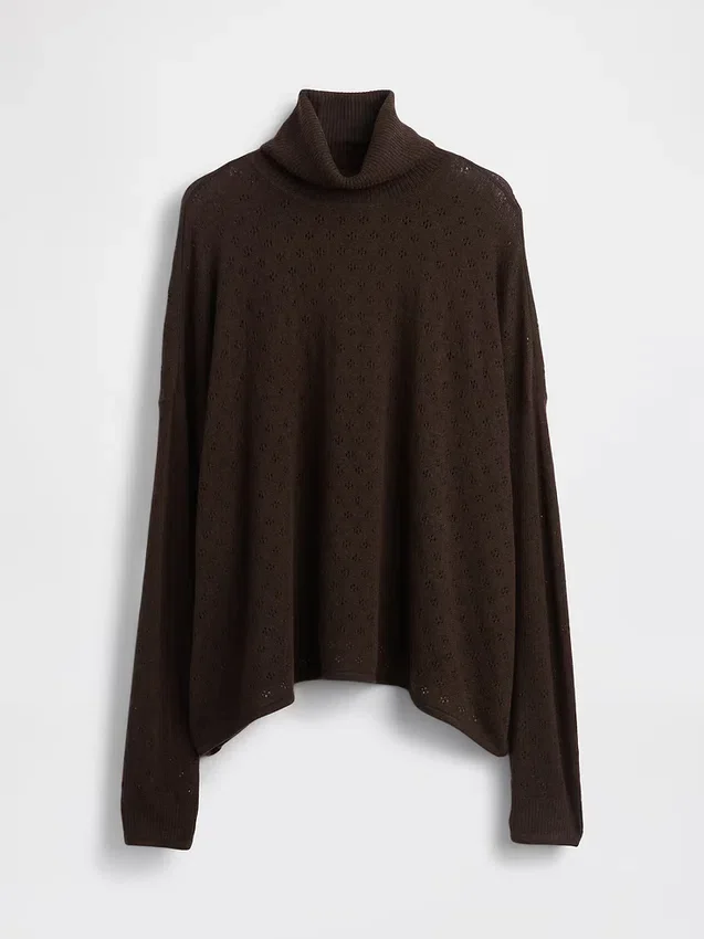 Jersey de cuello alto oversize con punto calado