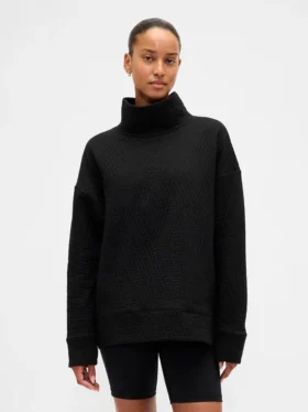 Jersey de cuello de embudo de punto jacquard acolchado GapFit