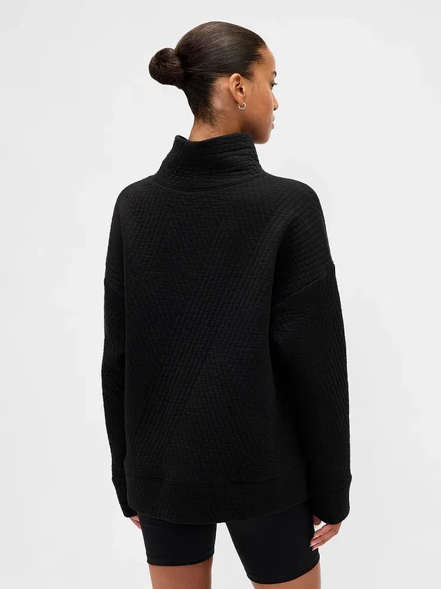 Jersey de cuello de embudo de punto jacquard acolchado GapFit