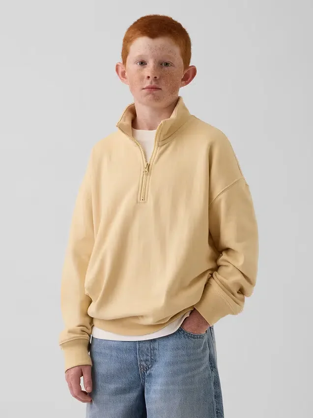 Jersey de felpa Vintagesoft para niño, de corte holgado y media cremallera