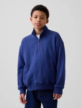 Jersey de felpa Vintagesoft para niño, de corte holgado y media cremallera