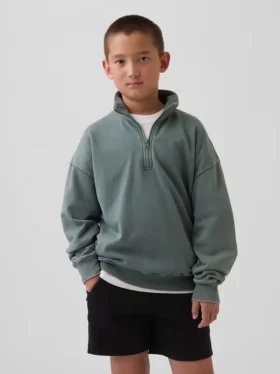 Jersey de felpa Vintagesoft para niño, de corte holgado y media cremallera