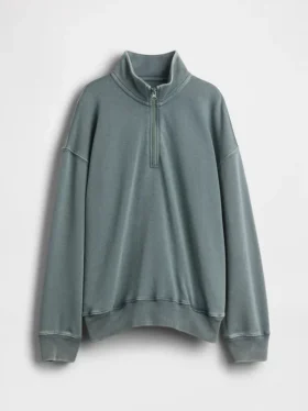 Jersey de felpa Vintagesoft para niño, de corte holgado y media cremallera