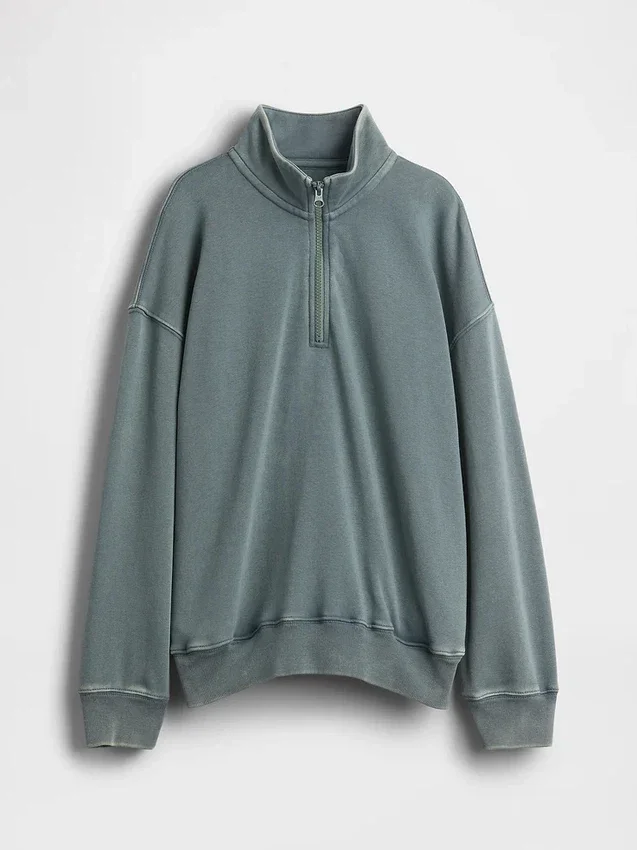 Jersey de felpa Vintagesoft para niño, de corte holgado y media cremallera