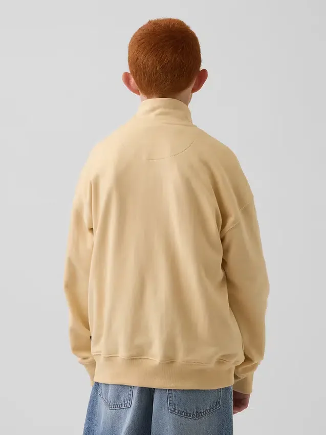 Jersey de felpa Vintagesoft para niño, de corte holgado y media cremallera