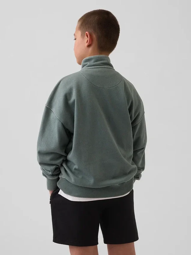 Jersey de felpa Vintagesoft para niño, de corte holgado y media cremallera