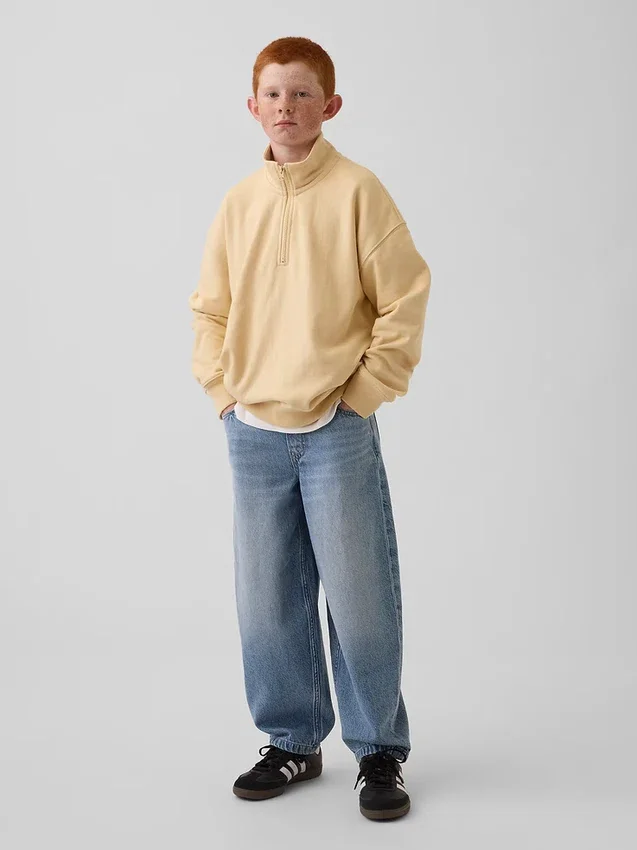Jersey de felpa Vintagesoft para niño, de corte holgado y media cremallera