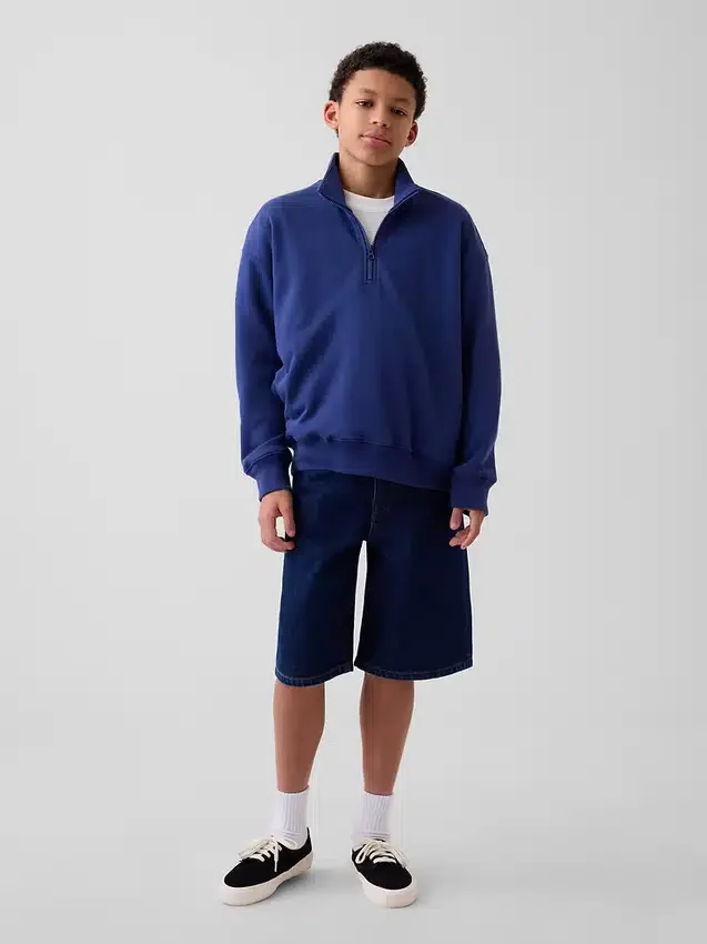 Jersey de felpa Vintagesoft para niño, de corte holgado y media cremallera