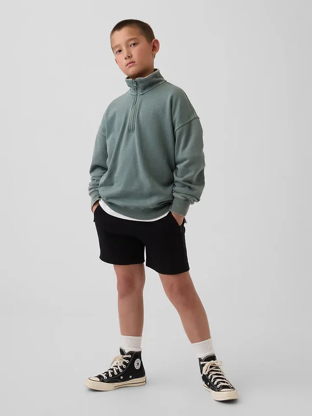 Jersey de felpa Vintagesoft para niño, de corte holgado y media cremallera