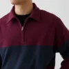 Jersey de rayas oversize de gran gramaje con media cremallera