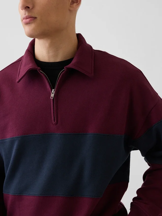 Jersey de rayas oversize de gran gramaje con media cremallera