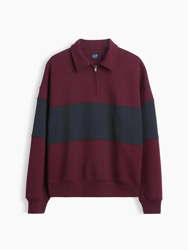 Jersey de rayas oversize de gran gramaje con media cremallera