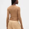 Jersey Henley de punto acanalado transparente
