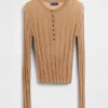 Jersey Henley de punto acanalado transparente