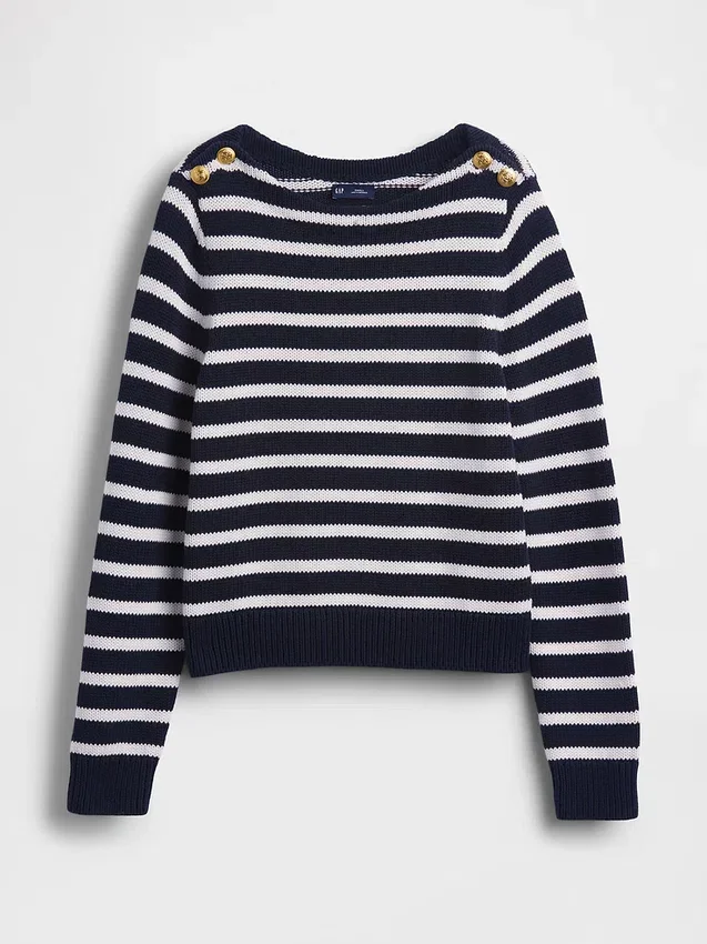 Jersey holgado con cuello barco, 100 % algodón