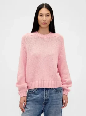 Jersey holgado de cuello redondo en mezcla de algodón