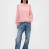 Jersey holgado de cuello redondo en mezcla de algodón