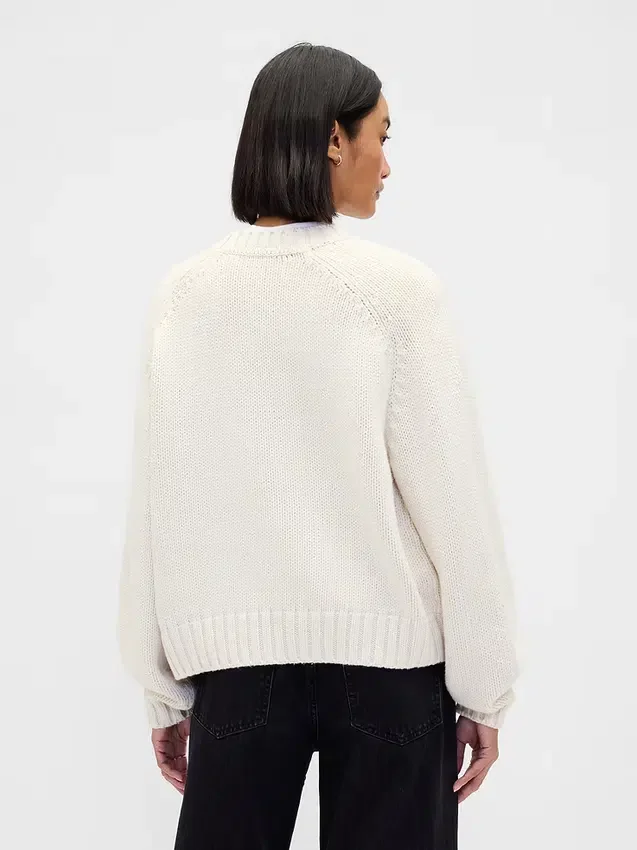 Jersey holgado de cuello redondo en mezcla de algodón