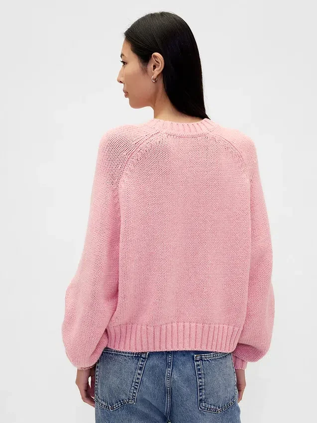 Jersey holgado de cuello redondo en mezcla de algodón
