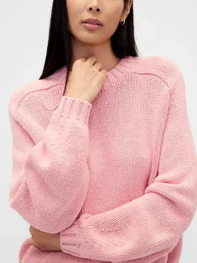 Jersey holgado de cuello redondo en mezcla de algodón