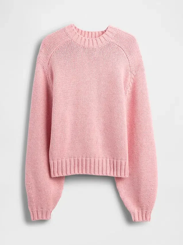 Jersey holgado de cuello redondo en mezcla de algodón