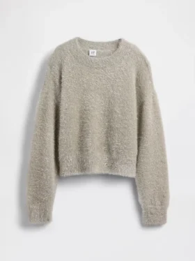 Jersey infantil de cuello redondo con efecto «pestañas» metalizado