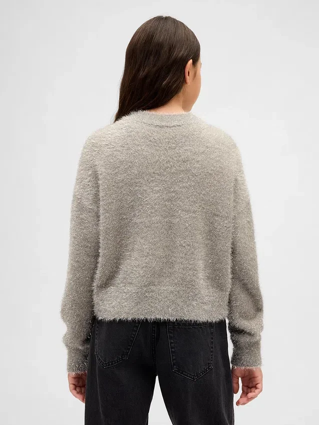 Jersey infantil de cuello redondo con efecto «pestañas» metalizado