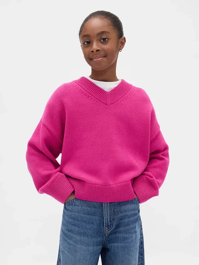 Jersey infantil holgado con cuello en V
