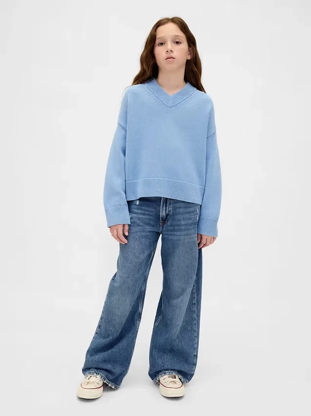 Jersey infantil holgado con cuello en V
