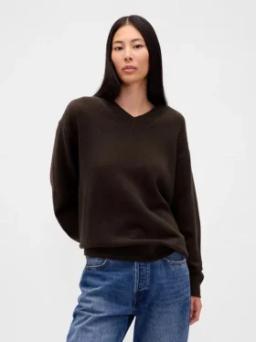 Jersey oversize con cuello en V CashSoft