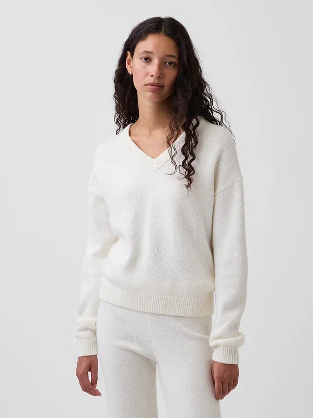 Jersey oversize con cuello en V CashSoft