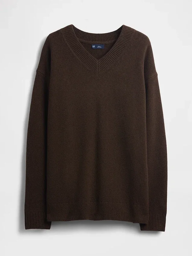 Jersey oversize con cuello en V CashSoft