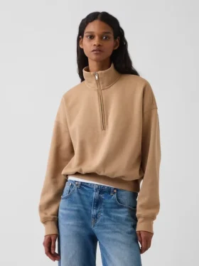 Jersey oversize con media cremallera y cuello en cuña Vintagesoft