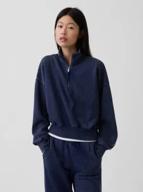 Jersey oversize con media cremallera y cuello en cuña Vintagesoft