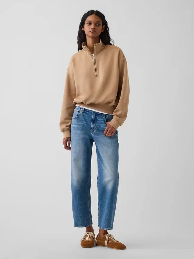 Jersey oversize con media cremallera y cuello en cuña Vintagesoft