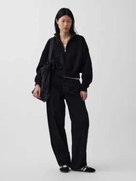 Jersey oversize con media cremallera y cuello en cuña Vintagesoft