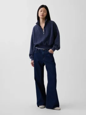 Jersey oversize con media cremallera y cuello en cuña Vintagesoft