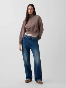 Jersey oversize con media cremallera y cuello en cuña Vintagesoft