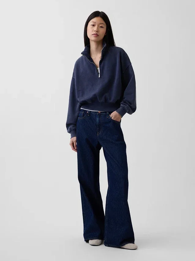 Jersey oversize con media cremallera y cuello en cuña Vintagesoft