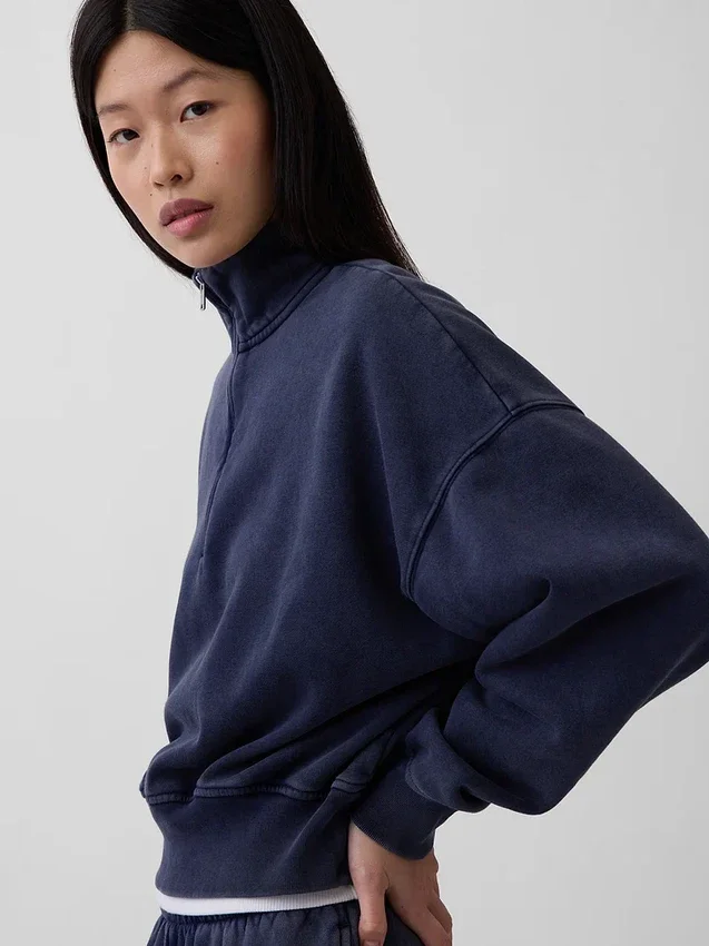 Jersey oversize con media cremallera y cuello en cuña Vintagesoft