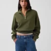 Jersey oversize de algodón texturizado con media cremallera